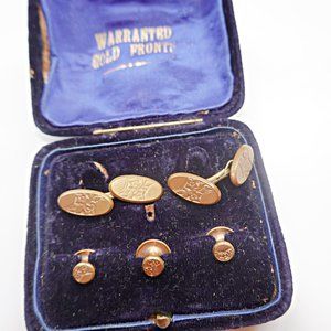 14k Gold Front Estate Tuxedo Cufflinks Studs